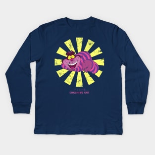 Cheshire Cat Retro Japanese Kids Long Sleeve T-Shirt